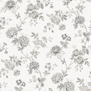Chrysanthemum Grey Jacobean Wallpaper by Chesapeake