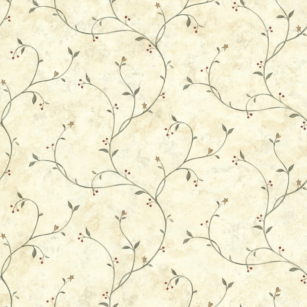 Kurt Beige Tin Star Trail Wallpaper by Chesapeake Homestead Covers about 56.4 square feet 20.5-in by 33-ft long roll Prepasted 10.25 - Fabric Carolina -
