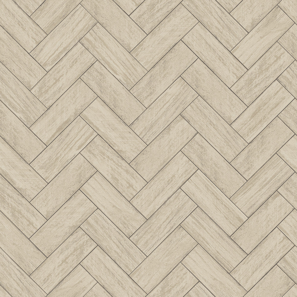 Kaliko Taupe Wood Herringbone Wallpaper by Chesapeake Homestead Covers about 56.4 square feet 20.5-in by 33-ft long roll Prepasted 20.5 - Fabric Carolina -