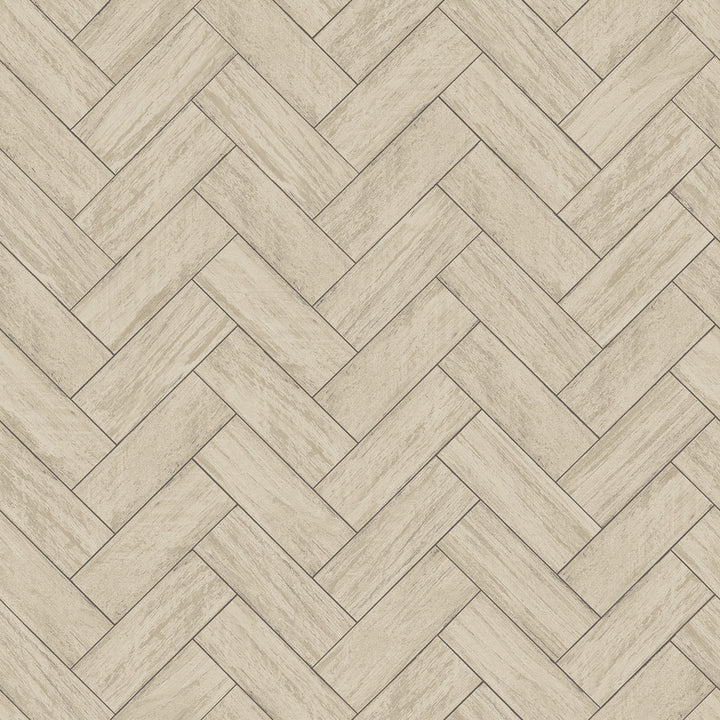 Kaliko Taupe Wood Herringbone Wallpaper by Chesapeake Homestead Covers about 56.4 square feet 20.5-in by 33-ft long roll Prepasted 20.5 - Fabric Carolina -