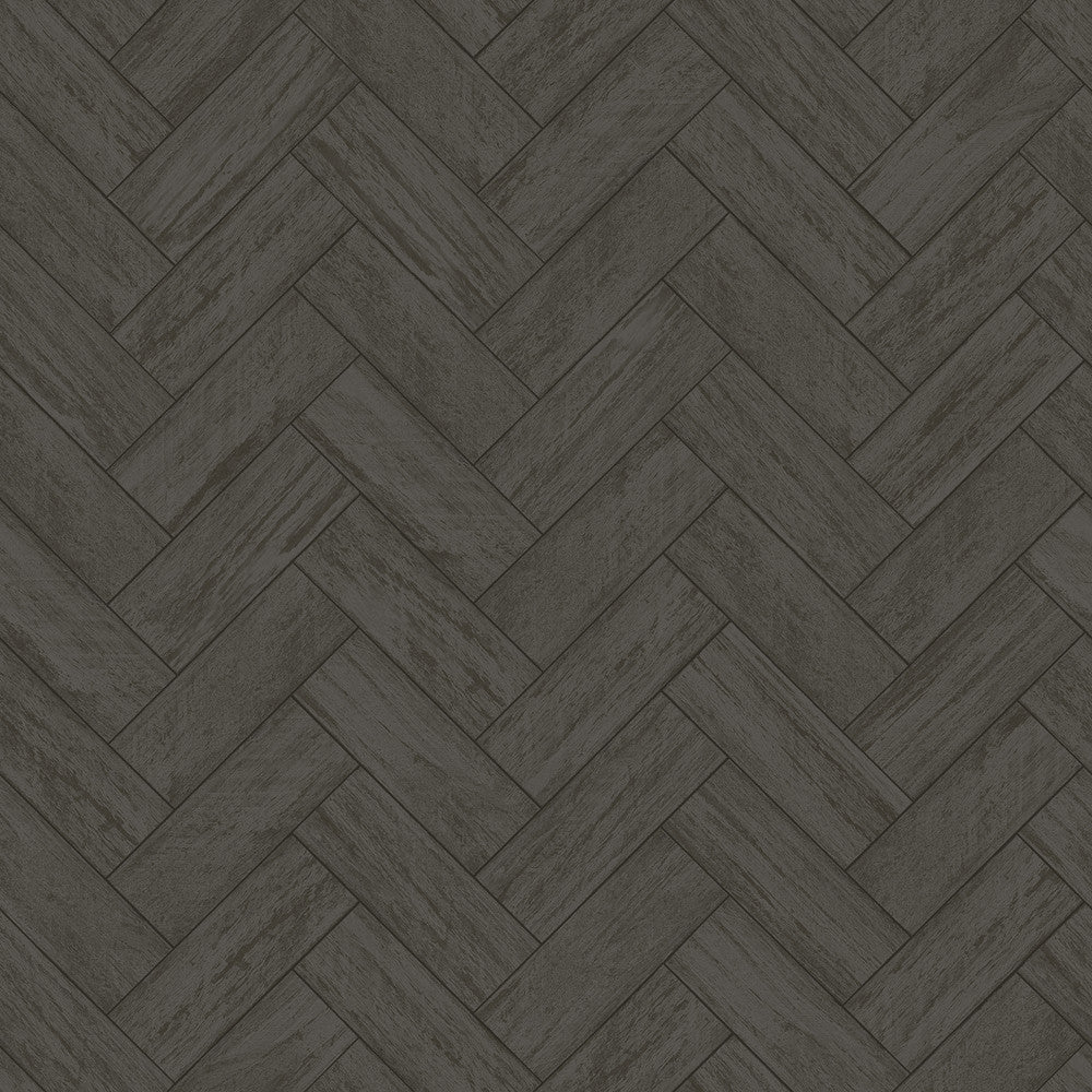 Kaliko Dark Grey Wood Herringbone Wallpaper by Chesapeake Homestead Covers about 56.4 square feet 20.5-in by 33-ft long roll Prepasted 20.5 - Fabric Carolina -