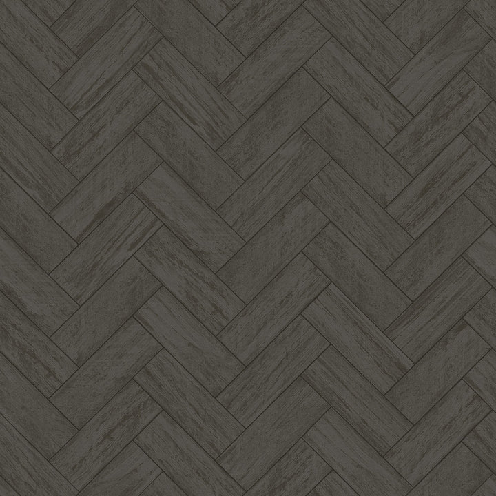 Kaliko Dark Grey Wood Herringbone Wallpaper by Chesapeake Homestead Covers about 56.4 square feet 20.5-in by 33-ft long roll Prepasted 20.5 - Fabric Carolina -