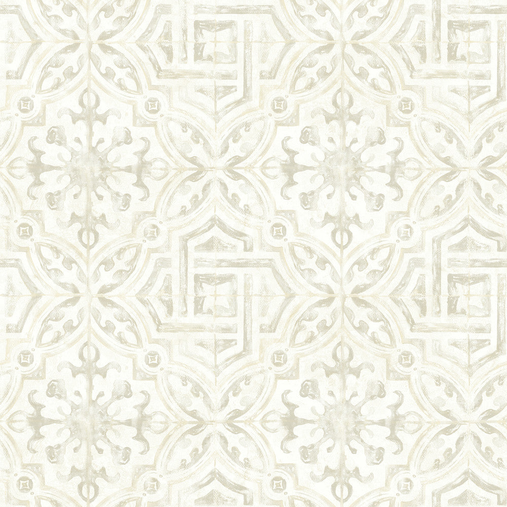 Sonoma Cream Spanish Tile Wallpaper by Chesapeake Homestead Covers about 56.4 square feet 20.5-in by 33-ft long roll Prepasted 20.5 - Fabric Carolina -