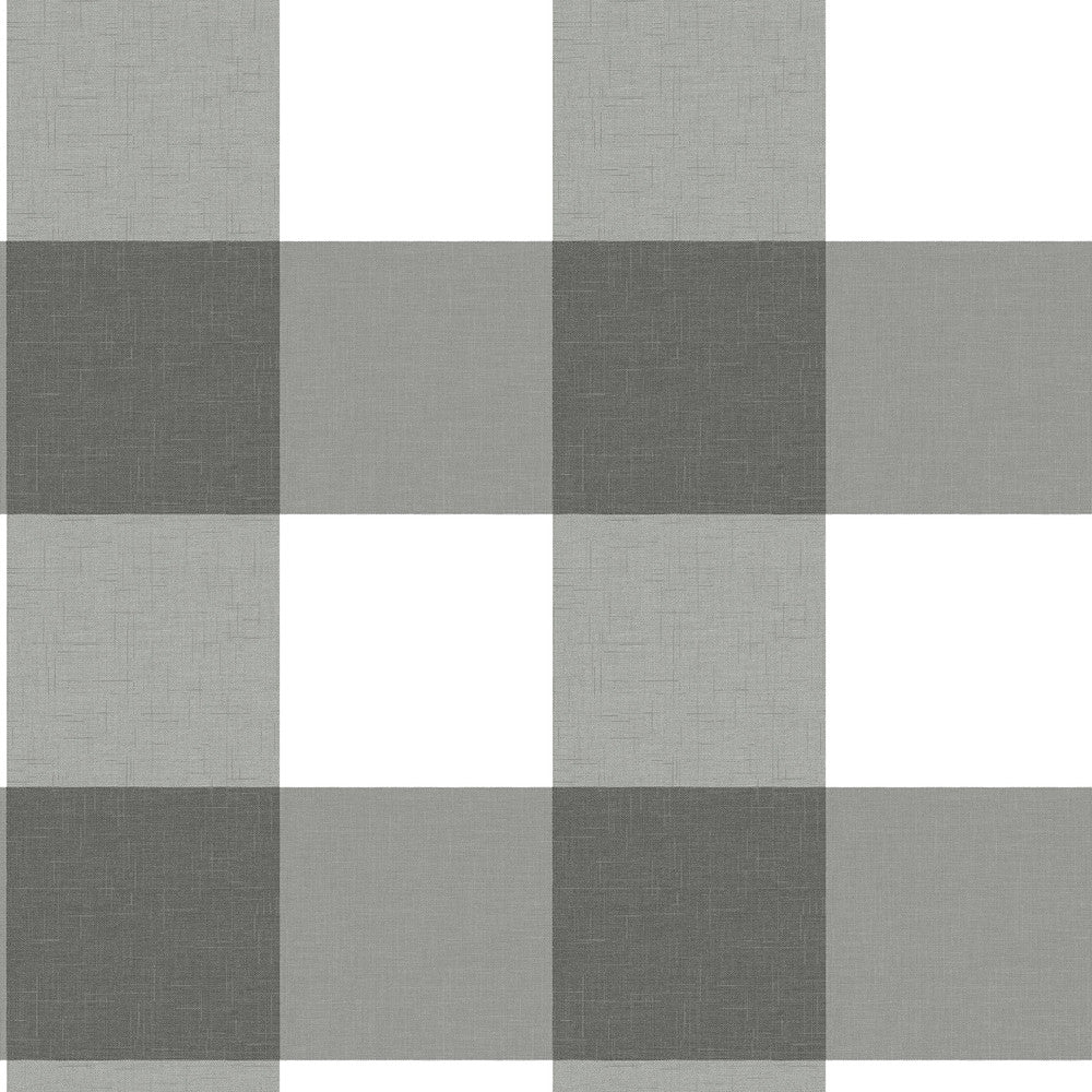 Amos Charcoal Gingham Wallpaper by Chesapeake Homestead Covers about 56.4 square feet 20.5-in by 33-ft long roll Prepasted 20.5 - Fabric Carolina -