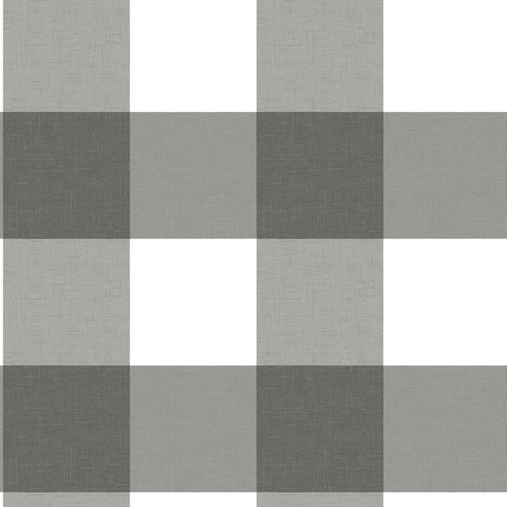Amos Charcoal Gingham Wallpaper by Chesapeake Homestead Covers about 56.4 square feet 20.5-in by 33-ft long roll Prepasted 20.5 - Fabric Carolina -
