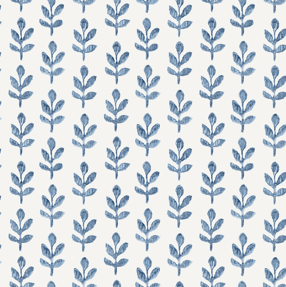 Whiskers Blue Leaf Wallpaper by Chesapeake Homestead Covers about 56.4 square feet 20.5-in by 33-ft long roll Prepasted 5.13 - Fabric Carolina -