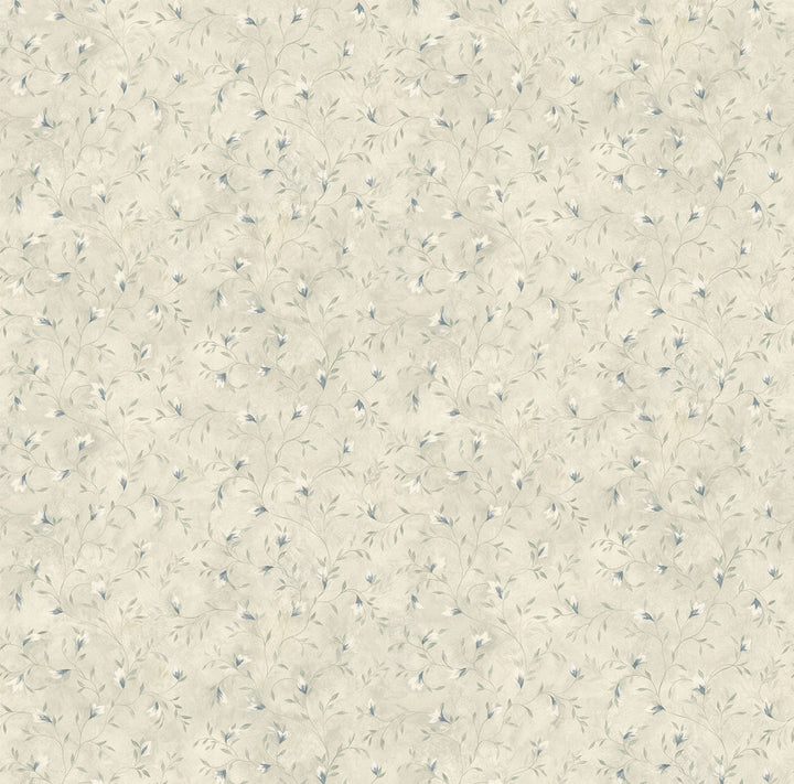 Eleanor Blue Folk Botanical Trail Wallpaper by Chesapeake Homestead Covers about 56.4 square feet 20.5-in by 33-ft long roll Prepasted 20.5 - Fabric Carolina -