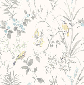 Imperial Garden Grey Botanical Wallpaper by Chesapeake