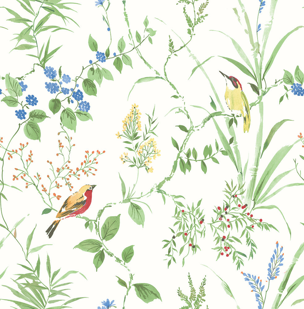 Imperial Garden Multicolor Botanical Wallpaper by Chesapeake Homestead Covers about 56.4 square feet 20.5-in by 33-ft long roll Unpasted 20.9 - Fabric Carolina -
