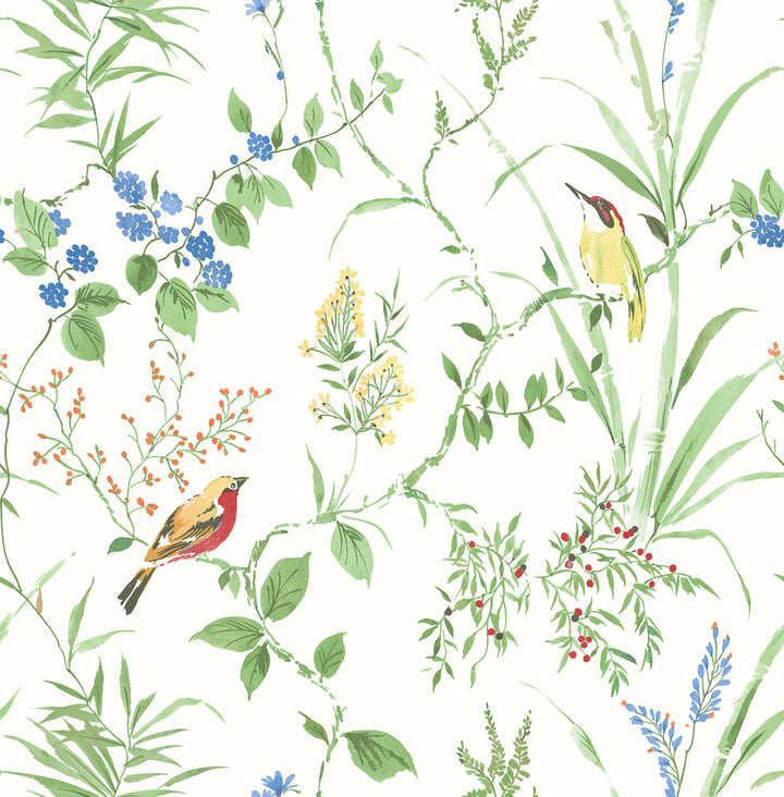 Imperial Garden Multicolor Botanical Wallpaper by Chesapeake Homestead Covers about 56.4 square feet 20.5-in by 33-ft long roll Unpasted 20.9 - Fabric Carolina -