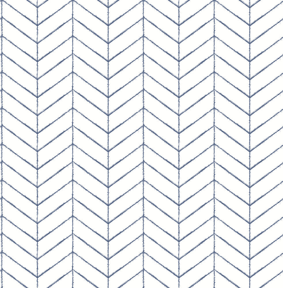 Bison Blue Herringbone Wallpaper by Chesapeake Homestead Covers about 56.4 square feet 20.5-in by 33-ft long roll Unpasted 20.9 - Fabric Carolina -
