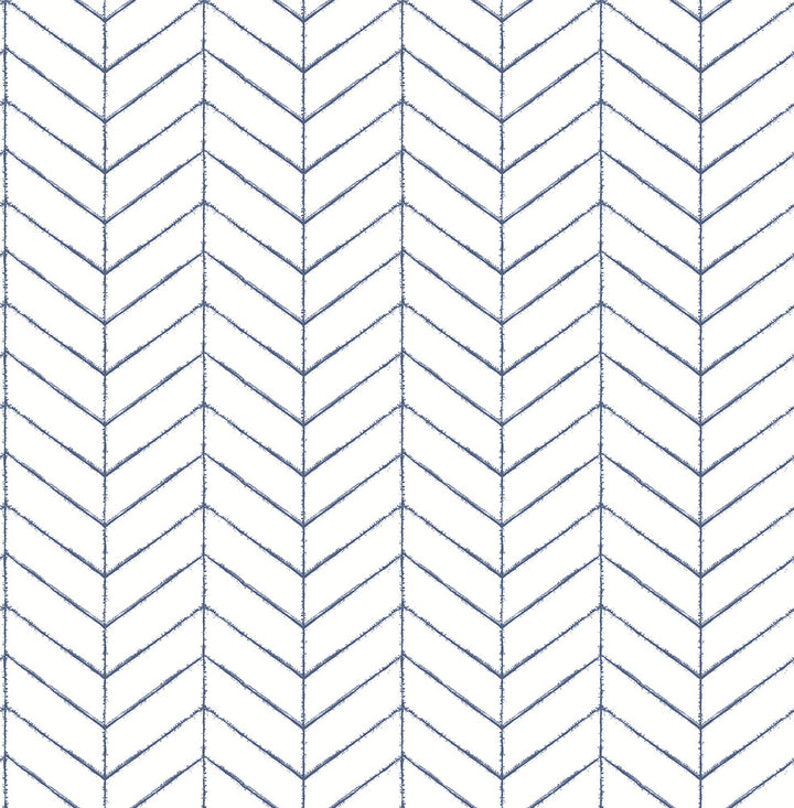 Bison Blue Herringbone Wallpaper by Chesapeake Homestead Covers about 56.4 square feet 20.5-in by 33-ft long roll Unpasted 20.9 - Fabric Carolina -