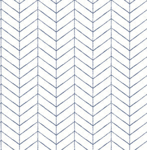 Bison Blue Herringbone Wallpaper by Chesapeake