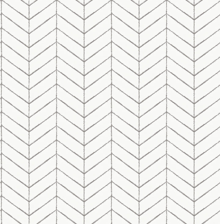 Bison Dark Grey Herringbone Wallpaper by Chesapeake Homestead Covers about 56.4 square feet 20.5-in by 33-ft long roll Unpasted 20.9 - Fabric Carolina -