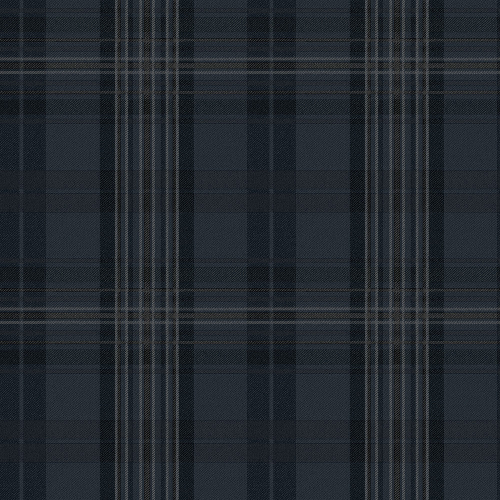 Austin Navy Plaid Wallpaper by Chesapeake Homestead Covers about 56.4 square feet 20.5-in by 33-ft long roll Prepasted 10.25 - Fabric Carolina -