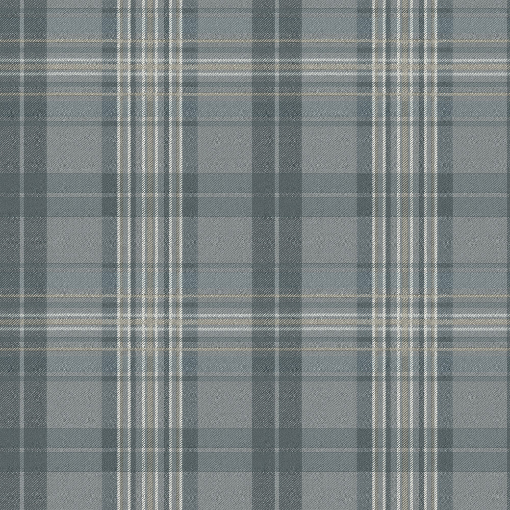 Austin Slate Plaid Wallpaper by Chesapeake Homestead Covers about 56.4 square feet 20.5-in by 33-ft long roll Prepasted 10.25 - Fabric Carolina -