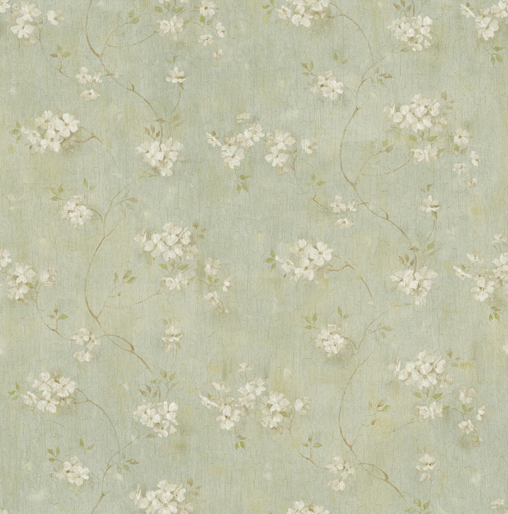 Braham Aqua Floral Trail Wallpaper by Chesapeake Homestead Covers about 56.4 square feet 20.5-in by 33-ft long roll Prepasted 20.5 - Fabric Carolina -