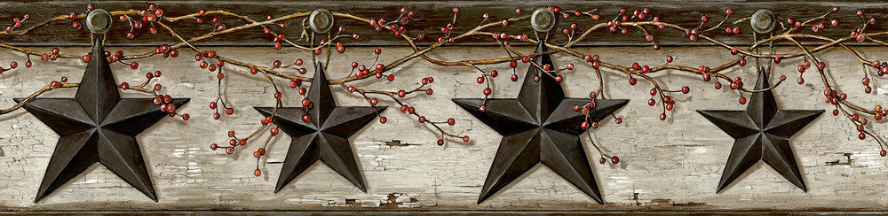 Ennis Black Rustic Barn Star Wallpaper by Chesapeake Homestead Covers about 7.5 square feet 6-in by 15-ft long roll Prepasted 0 - Fabric Carolina -