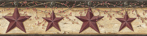 Ennis Maroon Rustic Barn Star Wallpaper by Chesapeake