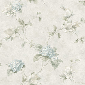 Magnolia Light Blue Hydrangea Trail Wallpaper by Chesapeake