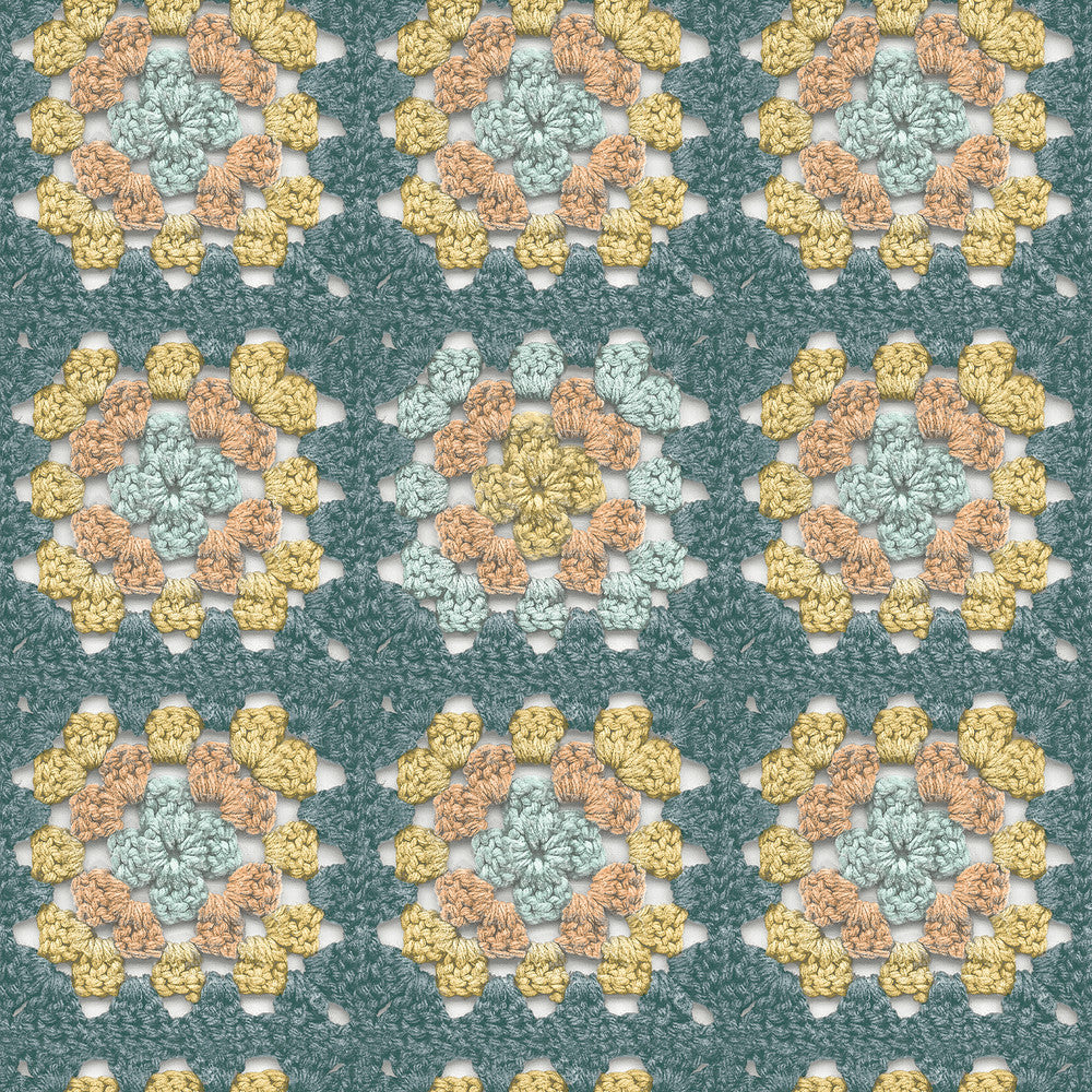 Maud Teal Crochet Geometric Wallpaper by Chesapeake Thoreau Covers about 56.4 square feet 20.5-in by 33-ft long roll Prepasted 20.5 - Fabric Carolina -