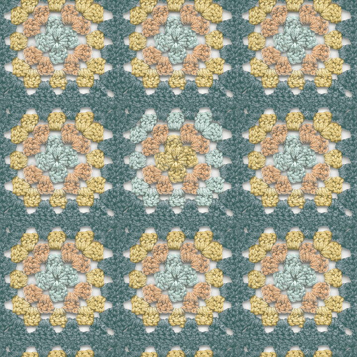 Maud Teal Crochet Geometric Wallpaper by Chesapeake Thoreau Covers about 56.4 square feet 20.5-in by 33-ft long roll Prepasted 20.5 - Fabric Carolina -