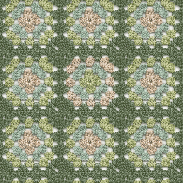 Maud Green Crochet Geometric Wallpaper by Chesapeake Thoreau Covers about 56.4 square feet 20.5-in by 33-ft long roll Prepasted 20.5 - Fabric Carolina -