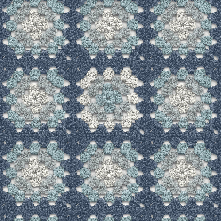 Maud Blue Crochet Geometric Wallpaper by Chesapeake Thoreau Covers about 56.4 square feet 20.5-in by 33-ft long roll Prepasted 20.5 - Fabric Carolina -