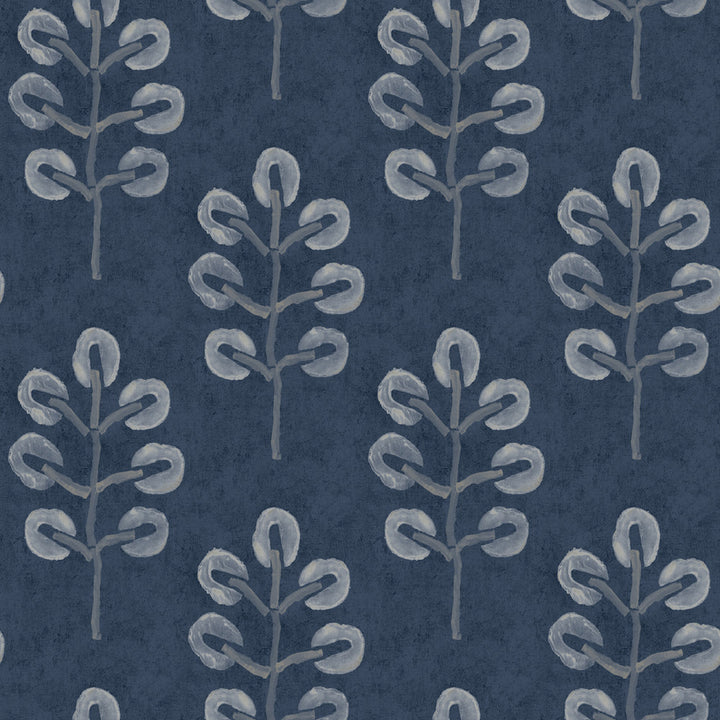Plum Tree Dark Blue Botanical Wallpaper by Chesapeake Thoreau Covers about 56.4 square feet 20.5-in by 33-ft long roll Prepasted 10.25 - Fabric Carolina -