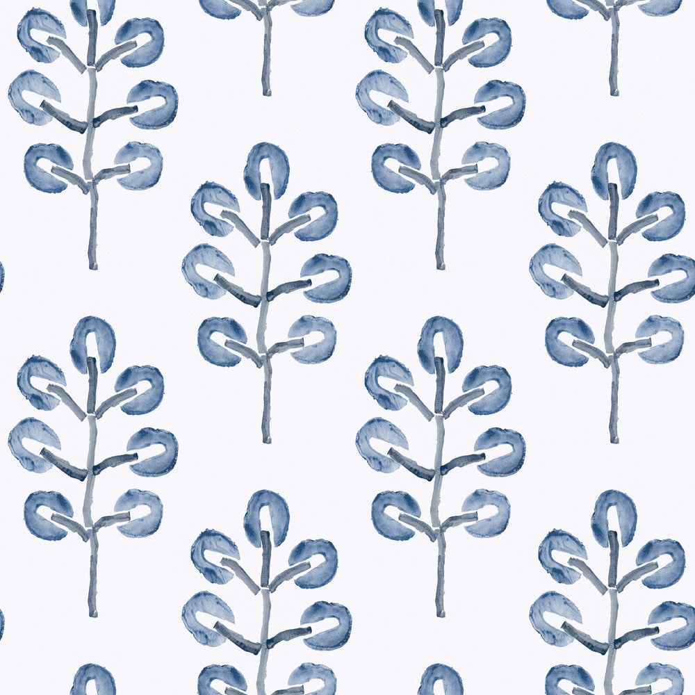 Plum Tree Blue Botanical Wallpaper by Chesapeake Thoreau Covers about 56.4 square feet 20.5-in by 33-ft long roll Prepasted 10.25 - Fabric Carolina -