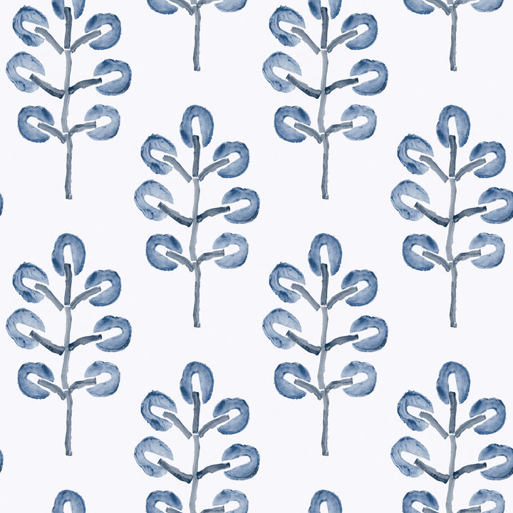 Plum Tree Blue Botanical Wallpaper by Chesapeake Thoreau Covers about 56.4 square feet 20.5-in by 33-ft long roll Prepasted 10.25 - Fabric Carolina -