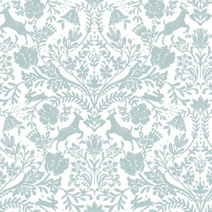 Forest Dance Aqua Damask Wallpaper by Chesapeake