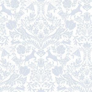 Forest Dance Light Blue Damask Wallpaper by Chesapeake