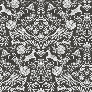 Forest Dance Charcoal Damask Wallpaper by Chesapeake