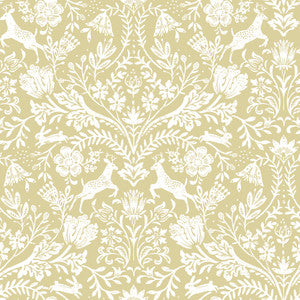 Forest Dance Honey Damask Wallpaper by Chesapeake