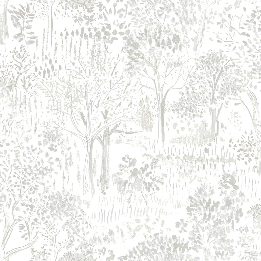 Walden Grey Forest Wallpaper by Chesapeake Thoreau Covers about 56.4 square feet 20.5-in by 33-ft long roll Prepasted 20.5 - Fabric Carolina -