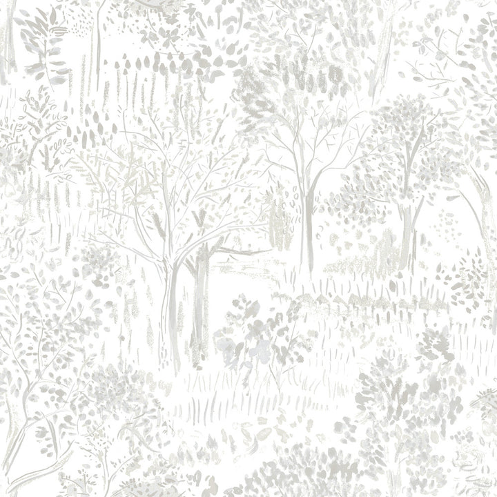 Walden Grey Forest Wallpaper by Chesapeake Thoreau Covers about 56.4 square feet 20.5-in by 33-ft long roll Prepasted 20.5 - Fabric Carolina -