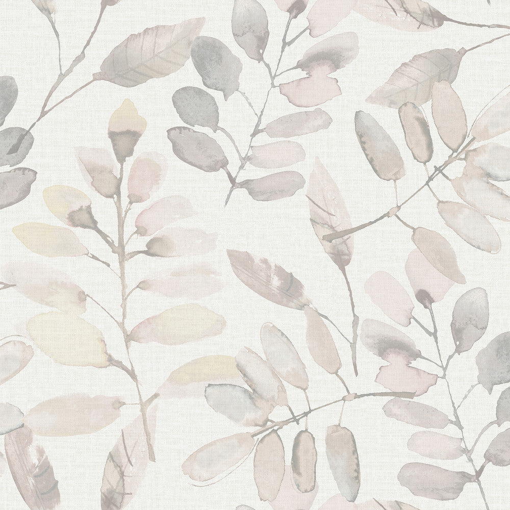 Pinnate Blush Leaves Wallpaper by Chesapeake Thoreau Covers about 56.4 square feet 20.5-in by 33-ft long roll Prepasted 20.5 - Fabric Carolina -