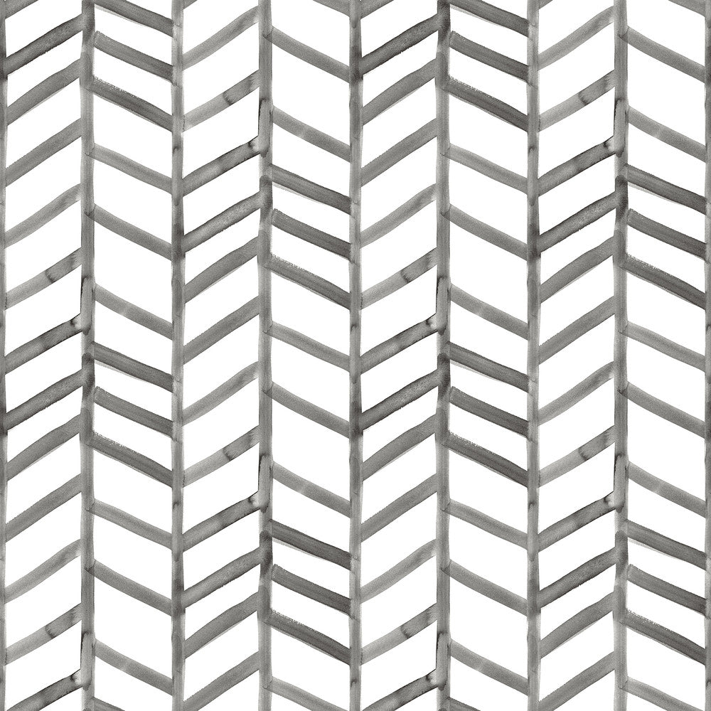 Fletching Black Geometric Wallpaper by Chesapeake Thoreau Covers about 56.4 square feet 20.5-in by 33-ft long roll Prepasted 20.5 - Fabric Carolina -