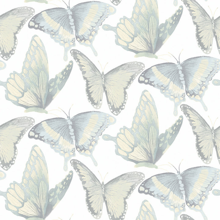 Janetta Mint Butterfly Wallpaper by Chesapeake Thoreau Covers about 56.4 square feet 20.5-in by 33-ft long roll Prepasted 10.25 - Fabric Carolina -
