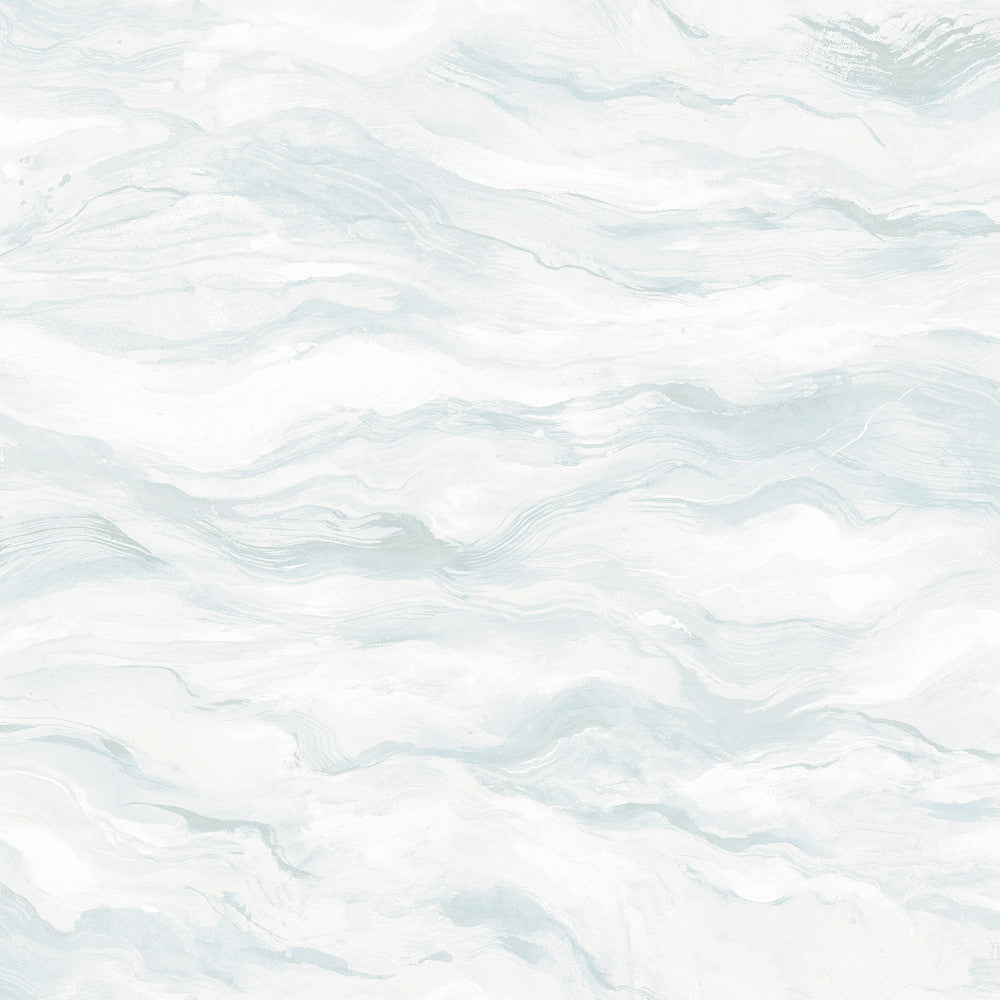 Cirrus Blue Wave Wallpaper by Chesapeake Thoreau Covers about 56.4 square feet 20.5-in by 33-ft long roll Prepasted 20.5 - Fabric Carolina -