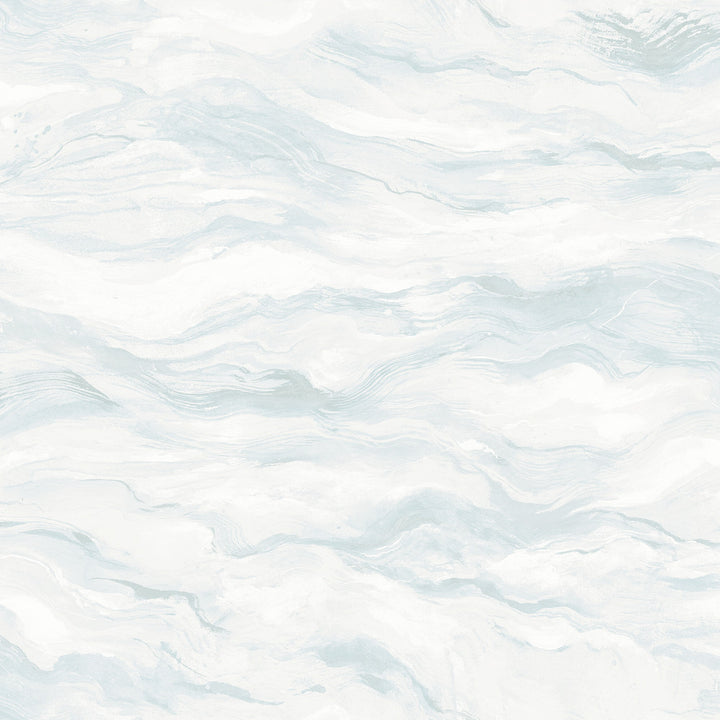 Cirrus Blue Wave Wallpaper by Chesapeake Thoreau Covers about 56.4 square feet 20.5-in by 33-ft long roll Prepasted 20.5 - Fabric Carolina -