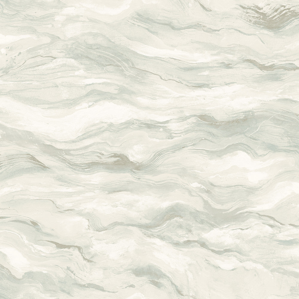 Cirrus Light Blue Wave Wallpaper by Chesapeake Thoreau Covers about 56.4 square feet 20.5-in by 33-ft long roll Prepasted 20.5 - Fabric Carolina -