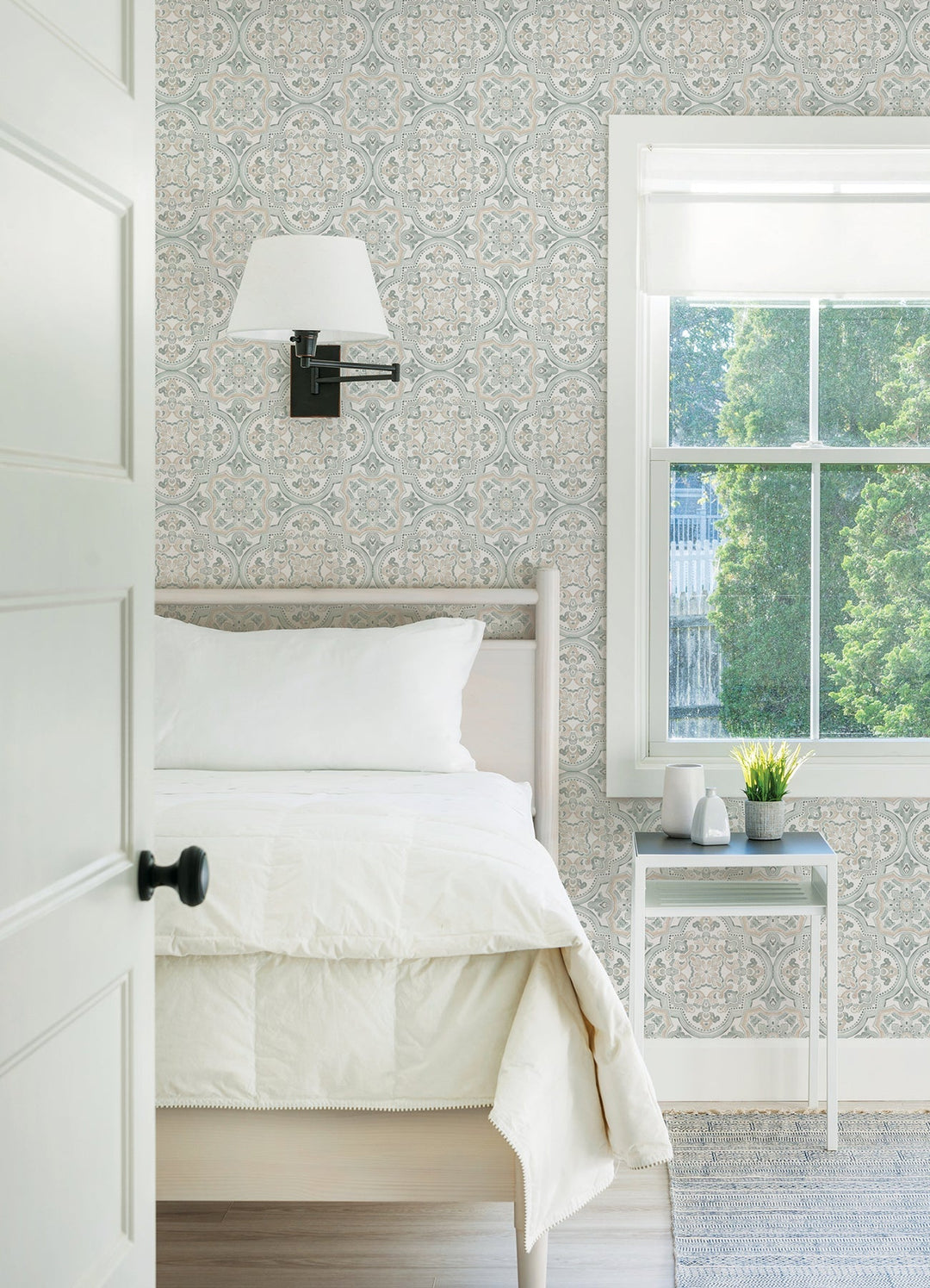 Concord Coral Medallion Wallpaper by Chesapeake Designer