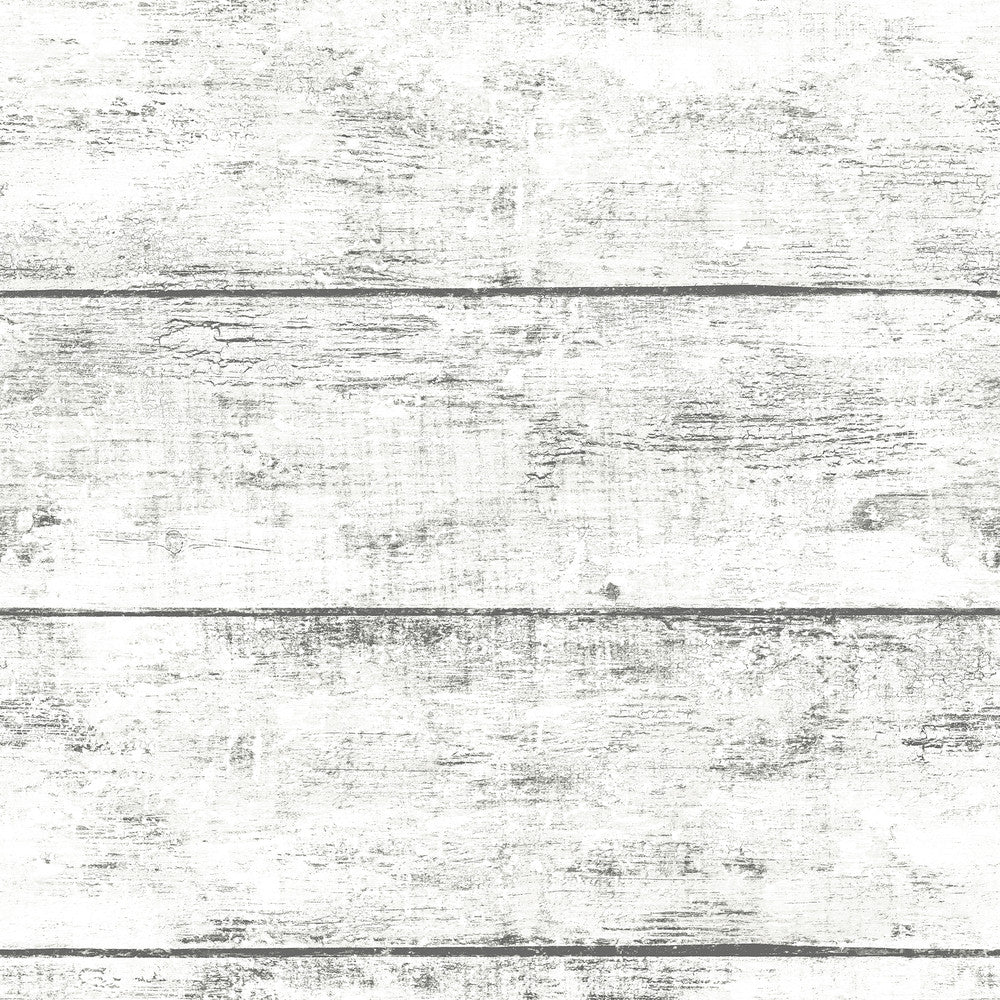 Cabin White Wood Planks Wallpaper by Chesapeake Thoreau Covers about 56.4 square feet 20.5-in by 33-ft long roll Prepasted 20.5 - Fabric Carolina -
