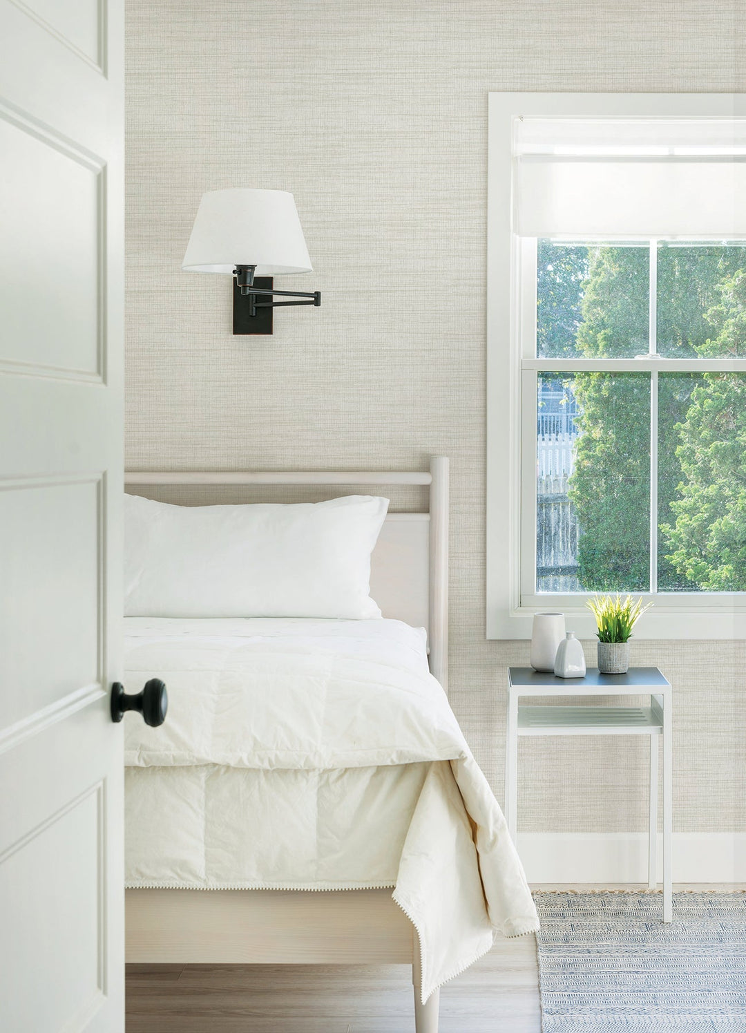 Solitude White Distressed Texture Wallpaper by Chesapeake Designer