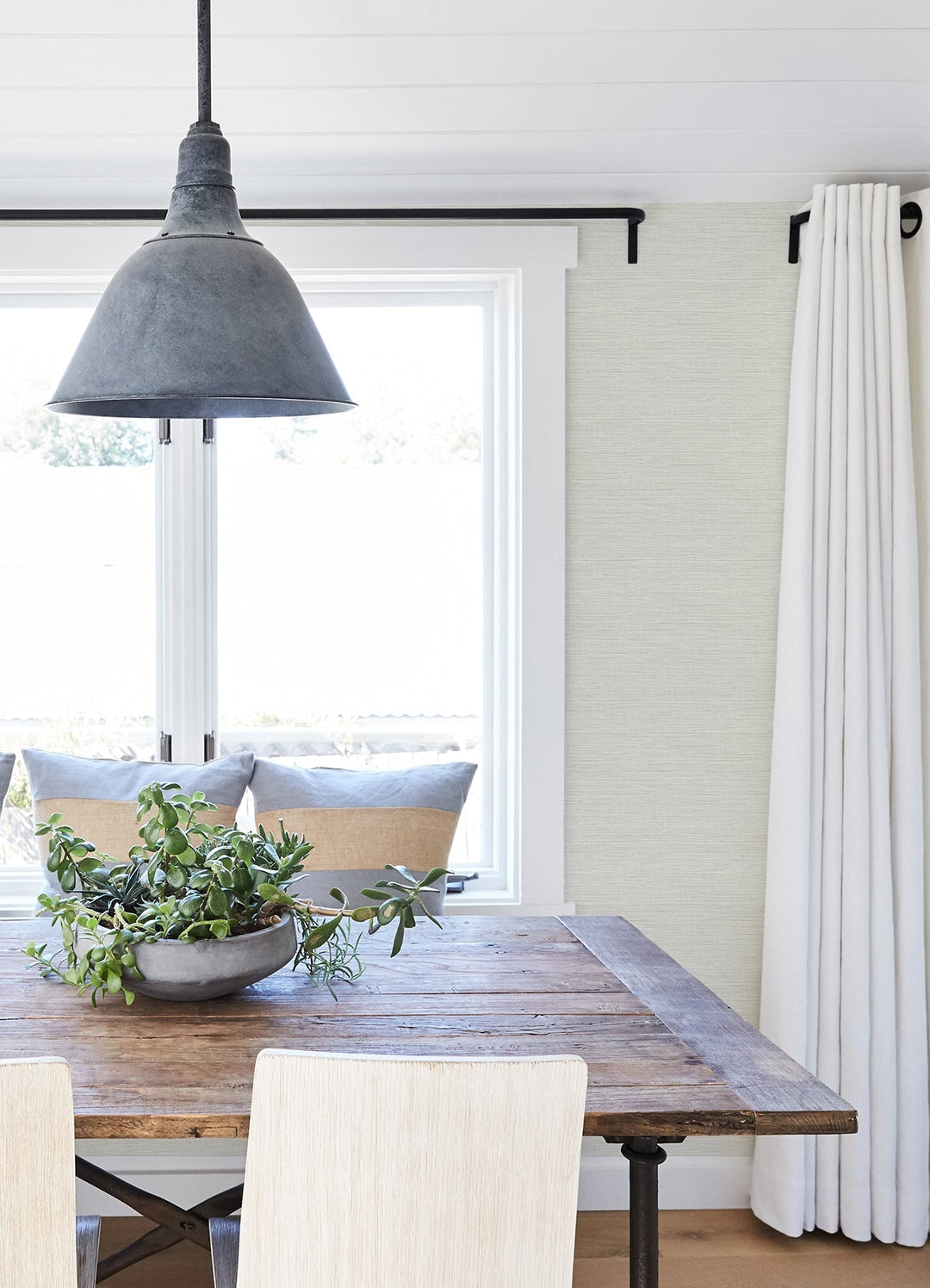 Agave Light Grey Faux Grasscloth Wallpaper by Chesapeake Designer