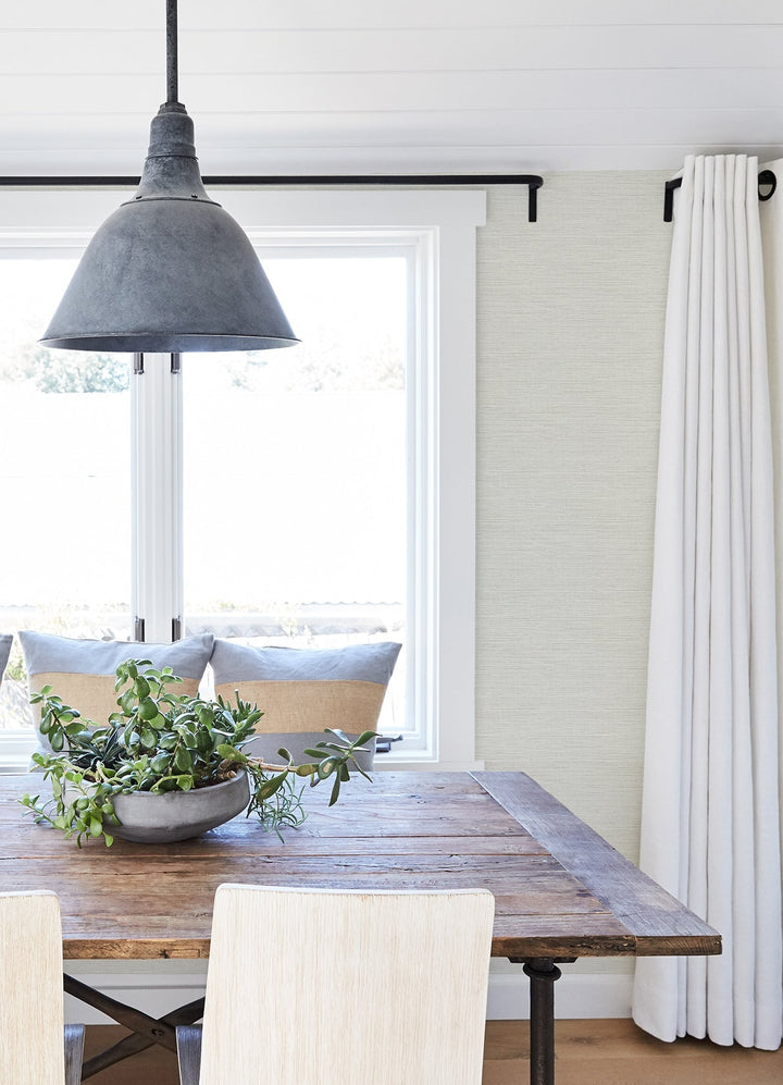 Agave Light Grey Faux Grasscloth Wallpaper by Chesapeake Designer