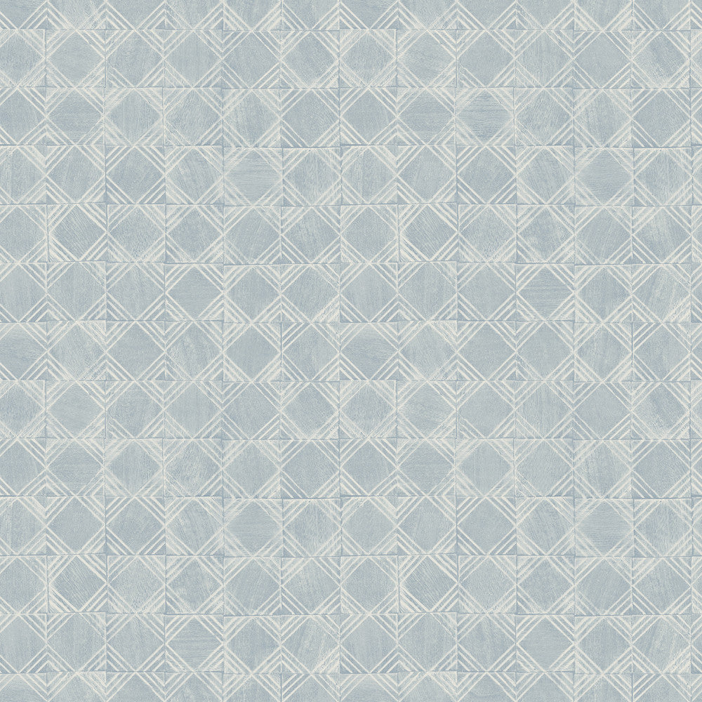 Button Block Blue Geometric Wallpaper by Chesapeake Kinfolk Covers about 56.4 square feet 20.5-in by 33-ft long roll Prepasted 20.5 - Fabric Carolina -