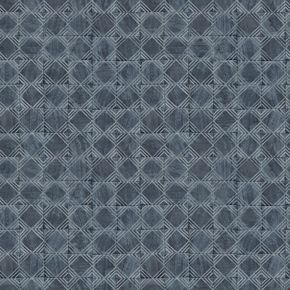 Button Block Navy Geometric Wallpaper by Chesapeake Kinfolk Covers about 56.4 square feet 20.5-in by 33-ft long roll Prepasted 20.5 - Fabric Carolina -